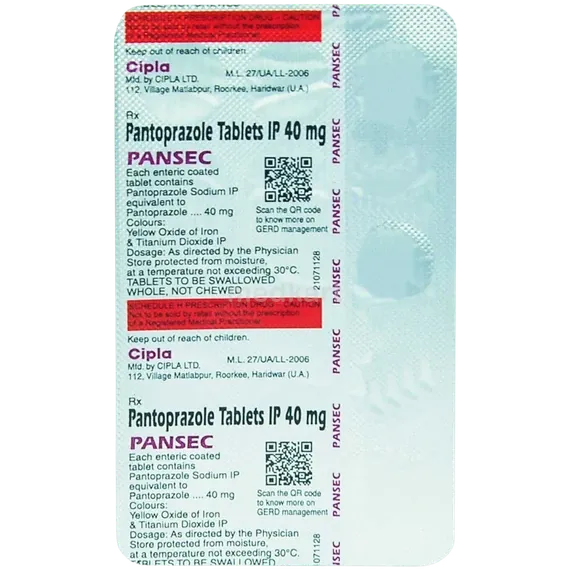pansec 40mg tablet 10's